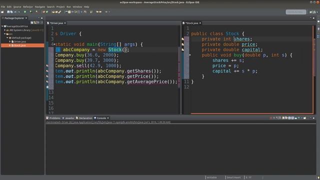 Average stock price - Java example смотреть онлайн