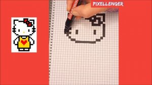 Hello Kitty Как рисовать по клеточкам Котёнка Китти Простые рисунки How to Draw Cat Pixel Art
