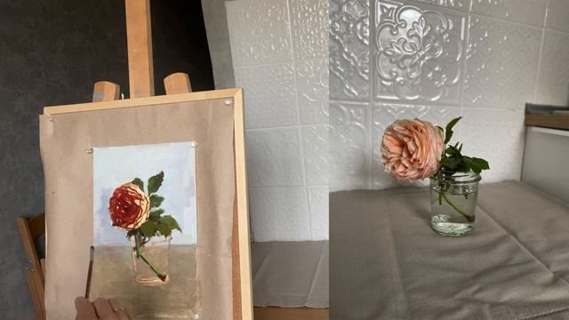 Этюд розы маслом. смотреть онлайн