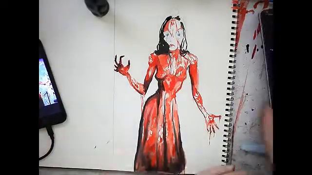 Sketchbook Video Challenge Day 08: Carrie Movie Watercolor and Ink Drawing Time Lapse смотреть онлайн