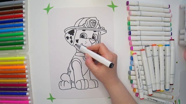 Drawing and coloring Marshall Paw Patrol | Рисование и раскраска Маршал Щенячий патруль смотреть онлайн