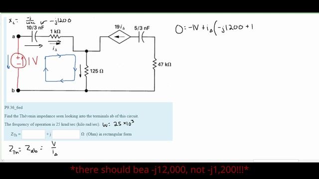 Intro to Circuit Analysis | Ch.9 Sinusoidal Steady-State Analysis | Q4: Find the Thévenin impedan.. смотреть онлайн