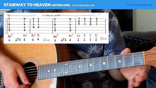 Stairway to Heaven's interlude section (chords & strumming, w/ tabs) смотреть онлайн