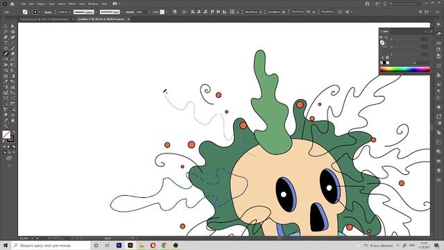 Рисуем композицию с черепом в Adobe illustrator. We draw a composition with a skull. смотреть онлайн