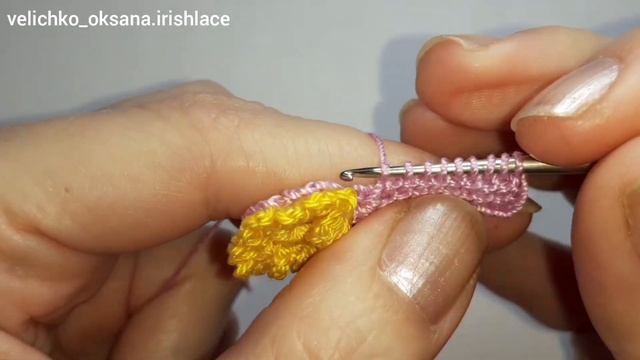 Цветок в технике тунисского вязания. Мотив для ирландского кружева. смотреть онлайн