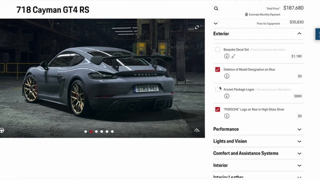 Speccing Weissach Cayman GT4RS