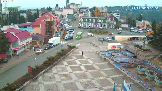 Алушта. Вебкамера "Площадь Советская" (21.11.2015-25.11.2015) смотреть онлайн