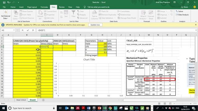 Curve Fitting Material Model MAT_POWER_LAW_PLASTICITY using Microsoft Excel смотреть онлайн
