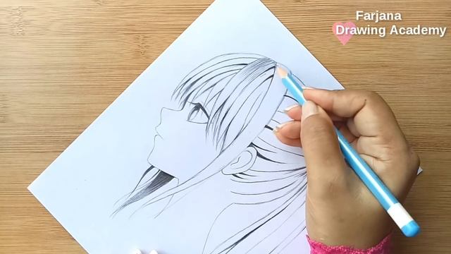 Anime Girl Drawing Tutorial for beginners by One pencil || How to draw anime girl in SIDE VIEW смотреть онлайн