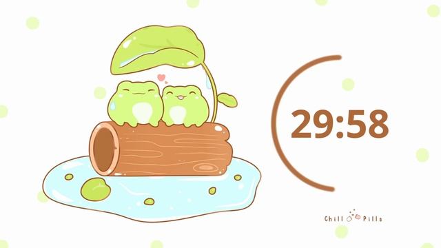 1 Hour - Study Timer Aesthetic Rain With Cute Frogs #timer #1hour #1hourloop