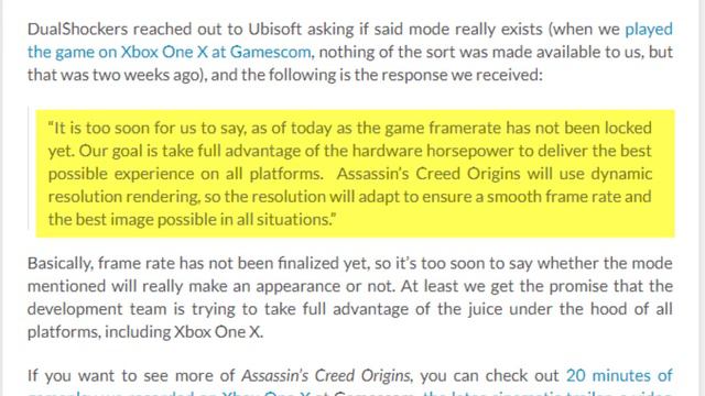 Assassin’s Creed Origins Mode May Run at 1080p/60fps on Xbox One X смотреть онлайн