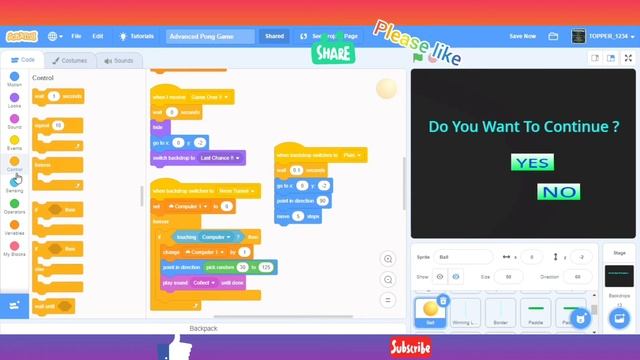How To Make A Pong Game || Making An Advanced Pong Game In Scratch || Part-3 смотреть онлайн