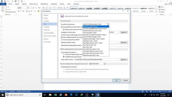 How to Change save file format doc to docx in Word 2013