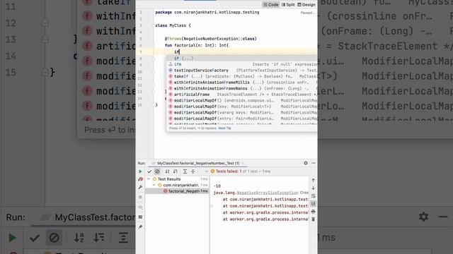 How to handle the exceptions in test using JUnit Framework in Android Kotlin App. смотреть онлайн