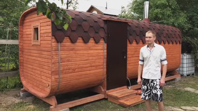 Отзыв о 6 метровой квадро бане бочке с боковым входом банибочкиподключ.рф 8(800)551-35-22 смотреть онлайн