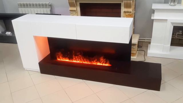 Крутой электрокамин-бар Пайлот с 3D эффектом живого пламени и увлажнением воздуха смотреть онлайн