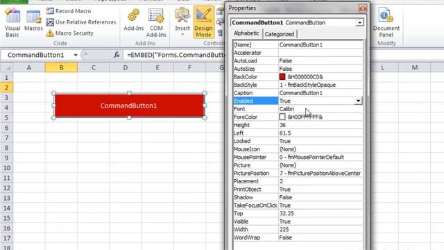 Excel 2010 VBA Tutorial 54 - ActiveX Controls - Command Button смотреть онлайн