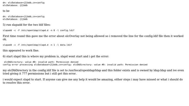 openldap migration - slapd wont start "olcDbDirectory: value #0: invalid path: Permission denied" смотреть онлайн