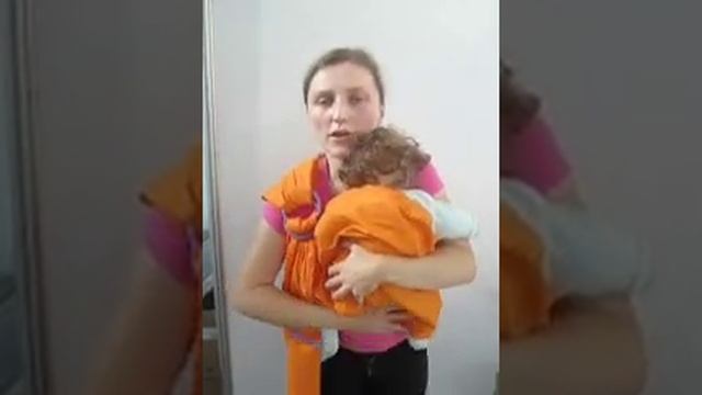 Слинг с кольцами. Вертикально на животе. Www.MamaMia.by