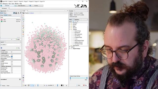 Bipartite network in Gephi смотреть онлайн