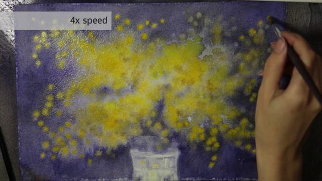 How to Paint a Acacia Dealbata (Mimosa in Russia) Watercolor. Tutorial. смотреть онлайн