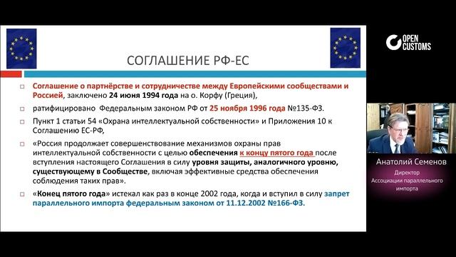 Легализация параллельного импорта новый закон и практика осуществления - фрагмент вебинара 16.03.23 смотреть онлайн