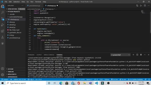 Automate WhatsApp with Python| Virtual Assistant | 100%Working | #codona #3daysofcode#python#projec смотреть онлайн