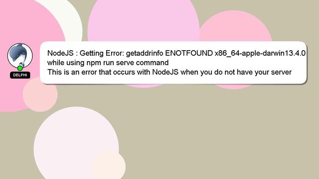 NodeJS : Getting Error: getaddrinfo ENOTFOUND x86_64-apple-darwin13.4.0 while using npm run serve c смотреть онлайн