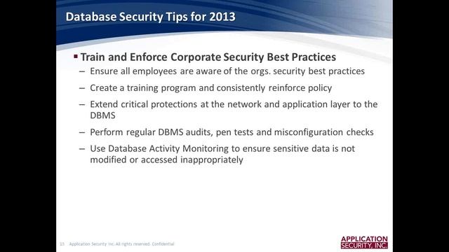 Database Security: Top Tips and Threats in 2013 смотреть онлайн