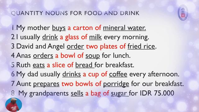 Expressing The Quantity Noun For Food And Drink || English For Elementary School Grade 5 смотреть онлайн