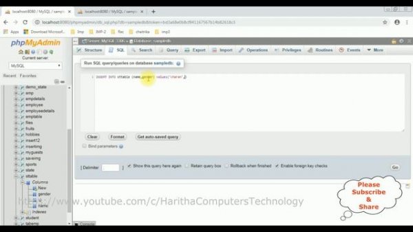 Create Table Insert Values Enum Type MySQL (phpMyAdmin)