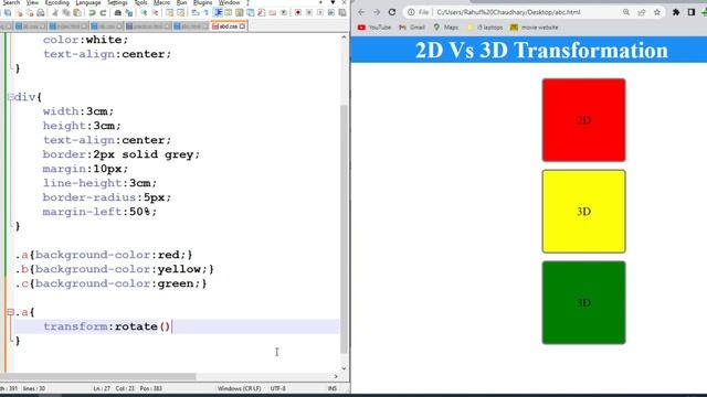 CSS Tutorial : Transform Property in CSS | 2D Vs 3D Transform | HTML, CSS смотреть онлайн