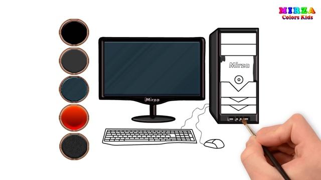 How To Draw And Color Desktop Computer Coloring Pages For Toddlers | Mirza Colors Kids