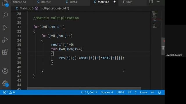 Matrix multiplication using threads in C programming смотреть онлайн