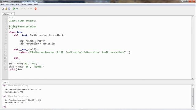 Klassen in Python: String Representation von Objekten mithilfe von __str__ und __repr__ смотреть онлайн