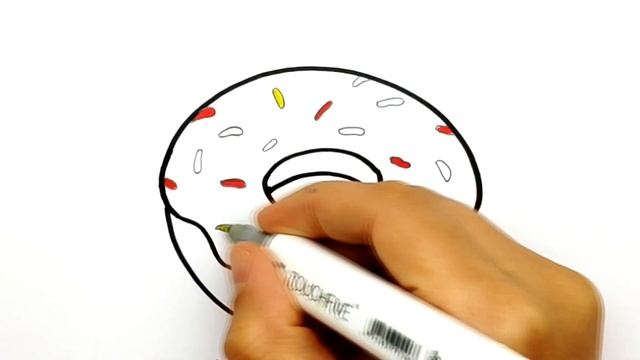 Как нарисовать красивый Пончик Donut простым способом. Рисуноки для срисовки №543 смотреть онлайн
