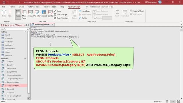 How to use SQL Keywords in Subquery in MS Access - Office 365 смотреть онлайн