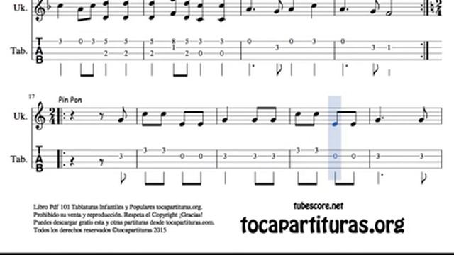 9 de 30 Popurrí Mix Tablatura Partituras de Ukelele El Cocherito Leré En la Nieve Pin Pon смотреть онлайн