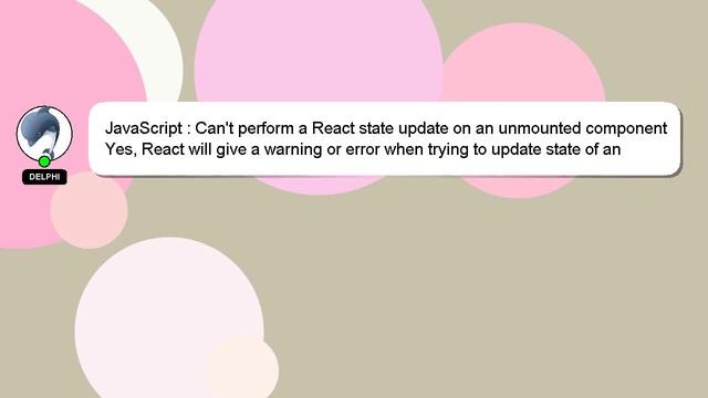 JavaScript : Can't perform a React state update on an unmounted component смотреть онлайн