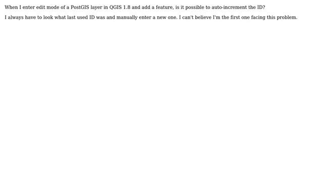 GIS: Auto-increment id when adding a feature to a PostGIS layer in QGIS смотреть онлайн
