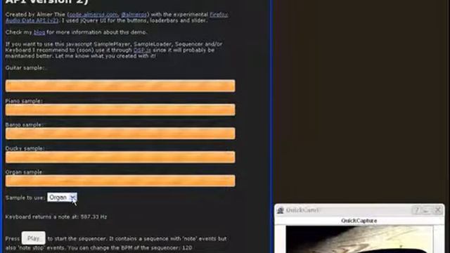SamplePlayer, SampleLoader, Sequencer and Keyboard With Audio Data API смотреть онлайн