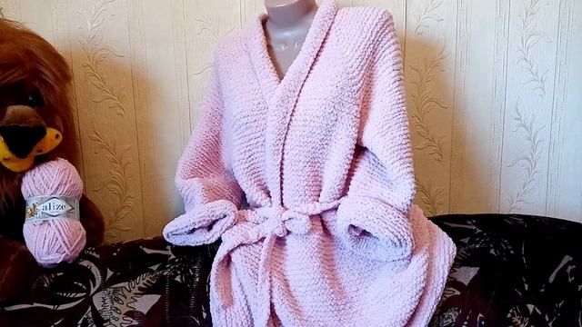 Халат спицами/обзор готового изделия смотреть онлайн