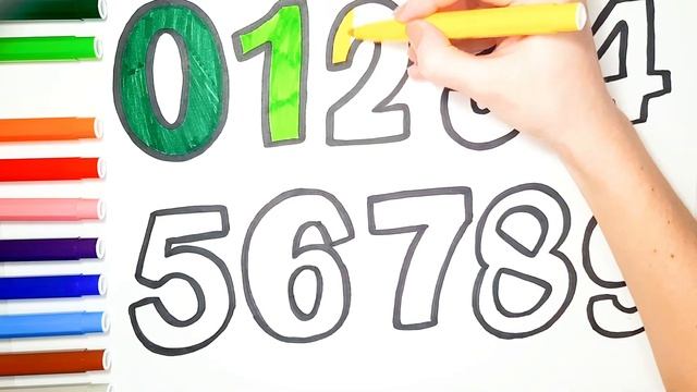 Рисунок и раскраска для детей. Как нарисовать Цифры. Учим цвета и цифры. смотреть онлайн