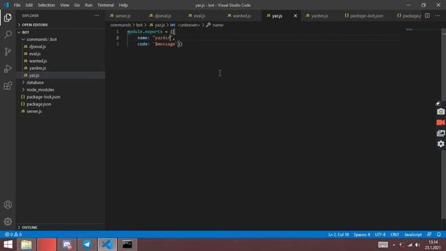 Discord Bot Kodlama Dersleri | Eval Komutları, Wanted Komutu ve Yazdır Komutu | DBD.js | #2 смотреть онлайн