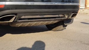 Накладка заднего бампера металл нержавейка для Volkswagen Touareg ІІ (2014-2018)