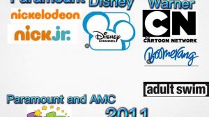 Хронология логотипов телеканалов анимационых в России Paramount, AMC, Disney, Warner