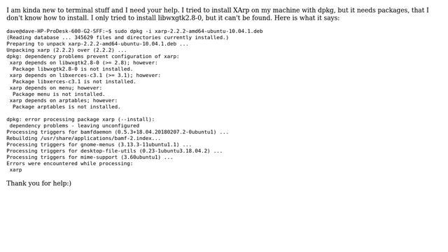 Ubuntu: dpkg : error processing package (--install) смотреть онлайн