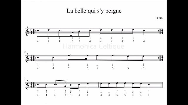 La belle qui s'y peigne à la chandelle - Tablature Harmonica смотреть онлайн