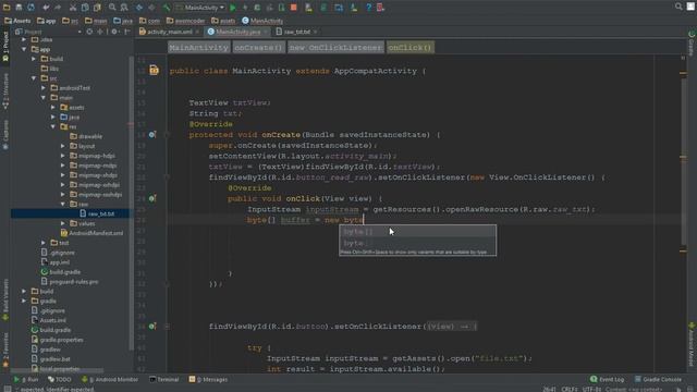 How to read text file from raw folder in android studio смотреть онлайн