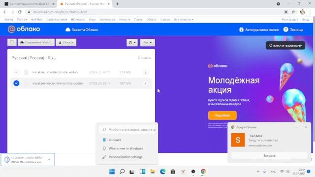 установка синтезатора речи Vocalizer5.5 для NVDA